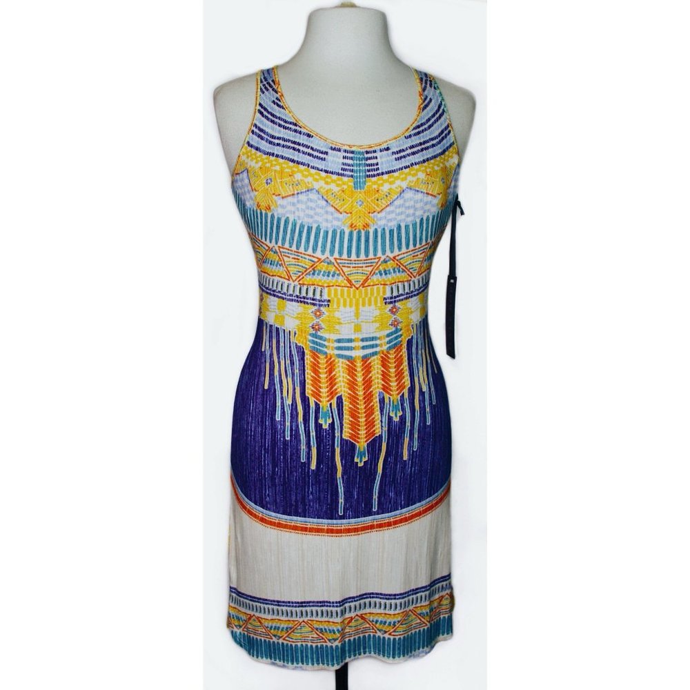 Hale Bob Dress NWT Sz Small Navy Yellow Jersey